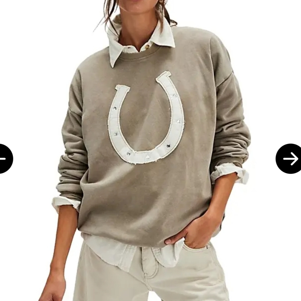 Free People X The Laundry Room Horseshoe Jumper In Camel Gold